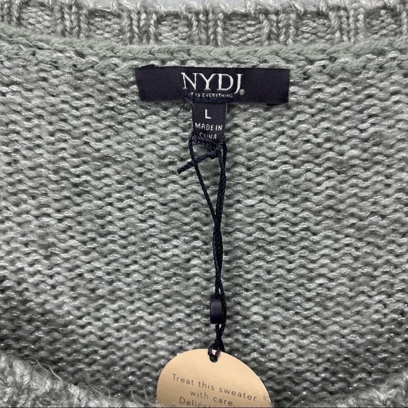 NYDJ Metallic Balloon Sleeve Sweater Heather Grey Size Large Ballet Neck - Picture 9 of 12